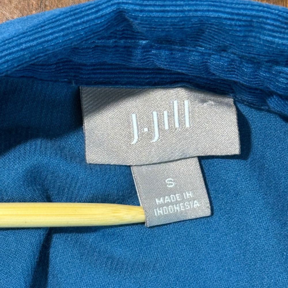 J Jill Womens Fine Wale Corduroy Button Up Shirt Size S Blue Long Sleeve Cotton - Picture 3 of 7